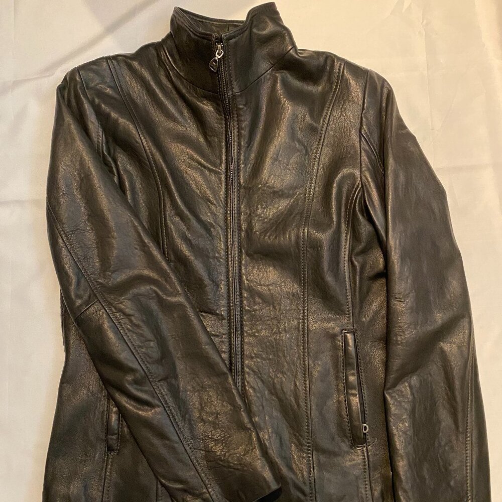 NWOT Marc New York Andrew Marc Women's Real Lambskin Leather Jacket Black Size M